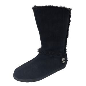 Timberland Mukluk Pullon Fur Boots Black Suede Winter Bootie Women's 8.5W